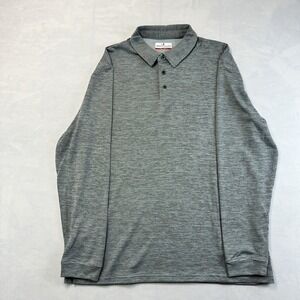 Grand Slam Performance Polo Shirt Men's Large Gray Striped Long Sleeve Golf